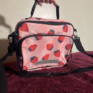 Strawberry Print Pink Crossbody Bag